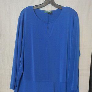 Lauren by Ralph Lauren Blue Long-Sleeved Blouse